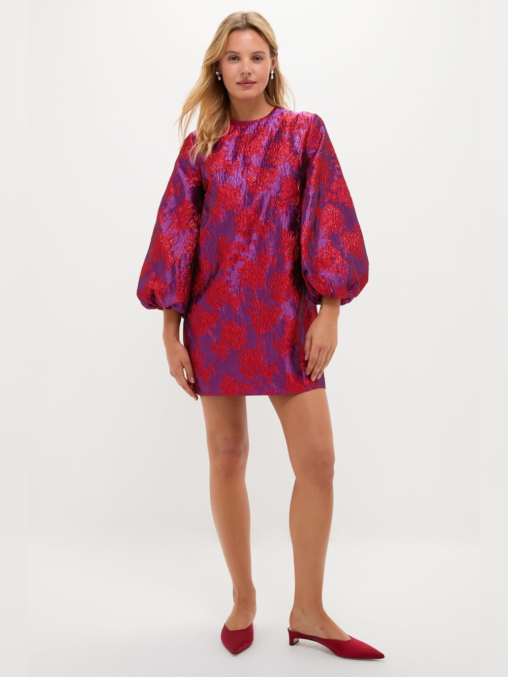 Hyacinth House Red & Purple Jacquard Janie Mini Dress NWT ✨